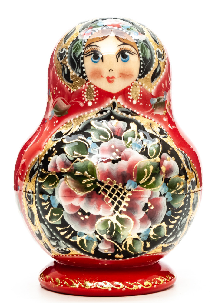 120 mm Flowers hand painted on Wooden Matryoshka doll 5 pcs (by A Studio)