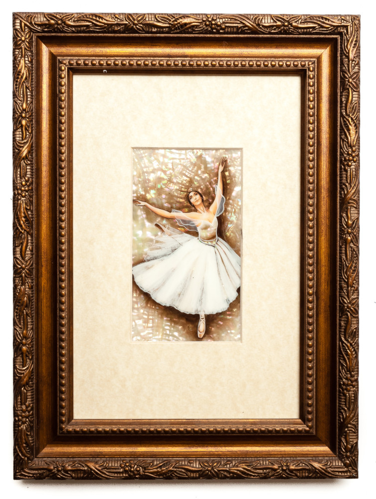 200x270 mm Ballerina hand painted on Nacre Fedoscino painting (by Tatiana Fedoscino Arts)