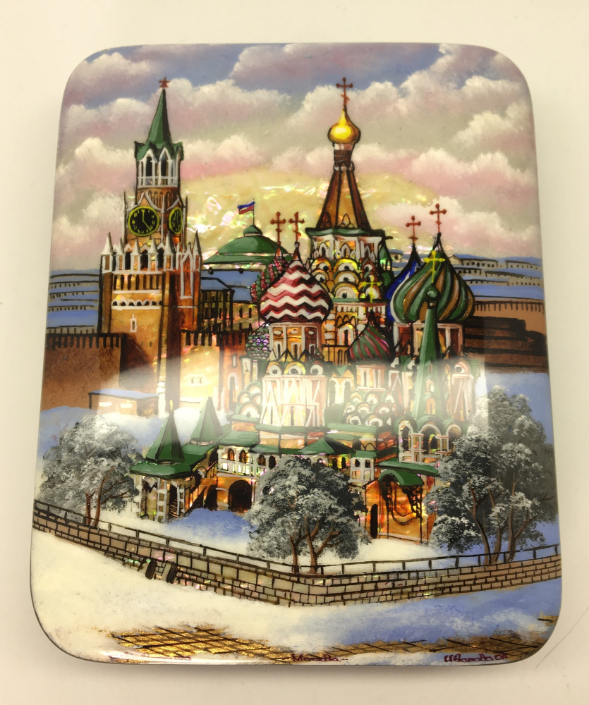 110 x 140 mm Moscow Winter hand painted lacquered box from Fedoscino (by Mihail Studio)