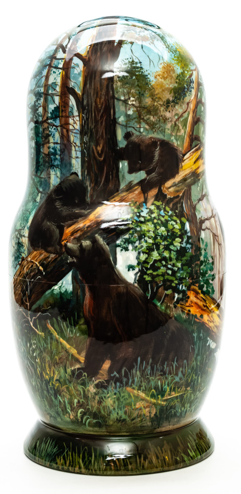 Shop Exclusive Nesting Dolls 300 mm Morning in a Pine Forest by Savitsky hand painted on Wooden Matryoshka doll 10 pcs (by Trifinov Studio) online at Skazka.site | Eligible for fast shipping and free returns. 300 mm Morning in a Pine Forest by Savitsky hand painted on Wooden Matryoshka doll 10 pcs (by Trifinov Studio)