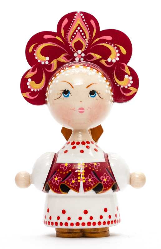 140 mm Russian Girl in Kokoshnik hand painted Wooden Doll (by Summer Shine)