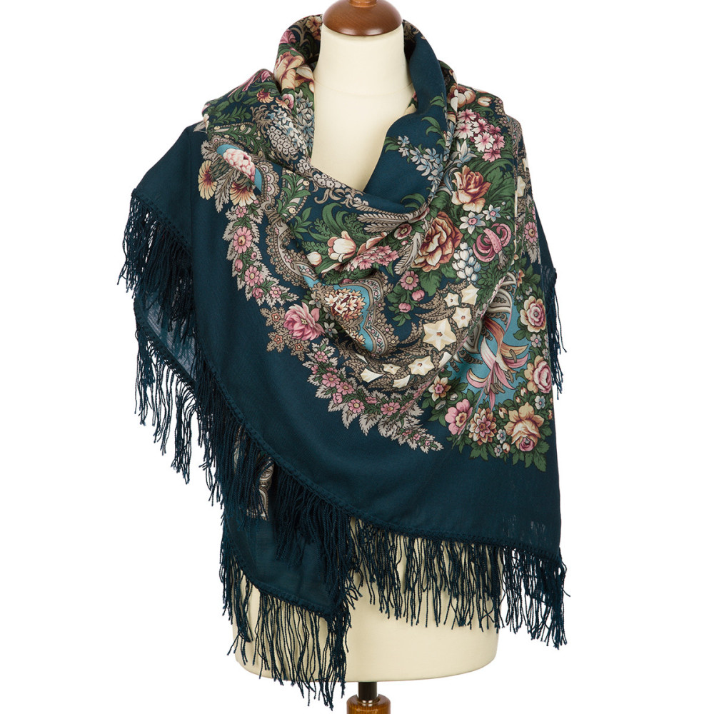 Shop Woolen Scarves with Woolen Fringe 146x146 cm 146x146 mm Above Silver Water Woolen Shawl with Woolen Fringe Pavlovo Posad Manufactory online at Skazka.site | Eligible for fast shipping and free returns. 146x146 mm Above Silver Water Woolen Shawl with Woolen Fringe Pavlovo Posad Manufactory
