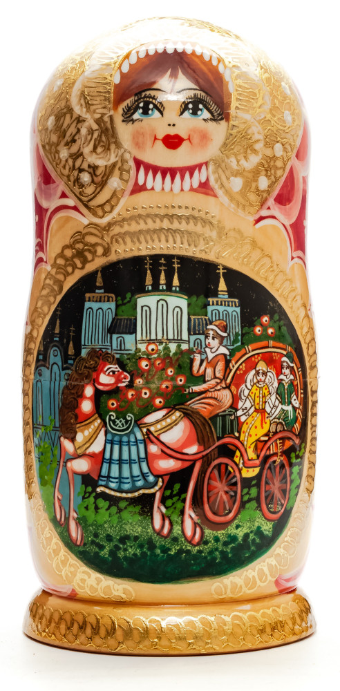 210 mm Russian Fairytale handpainted Wooden Matryoshka Doll 7 pcs (by Valery Crafts)