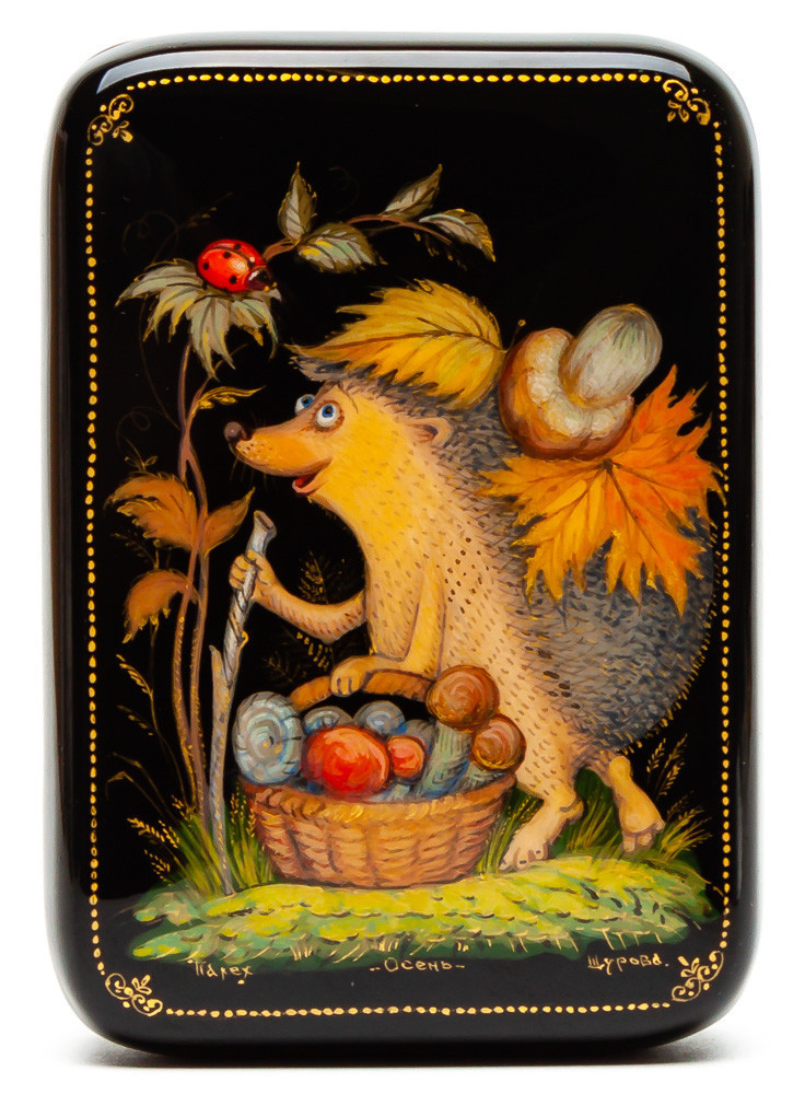 60x80mm The Autumn hand painted lacquered box from Palekh (by Pavel Studio)