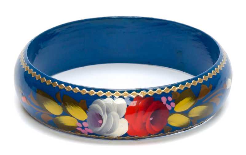 80x20 mm Zhostovo Hand Painted Bracelet (by Lada Workshop)