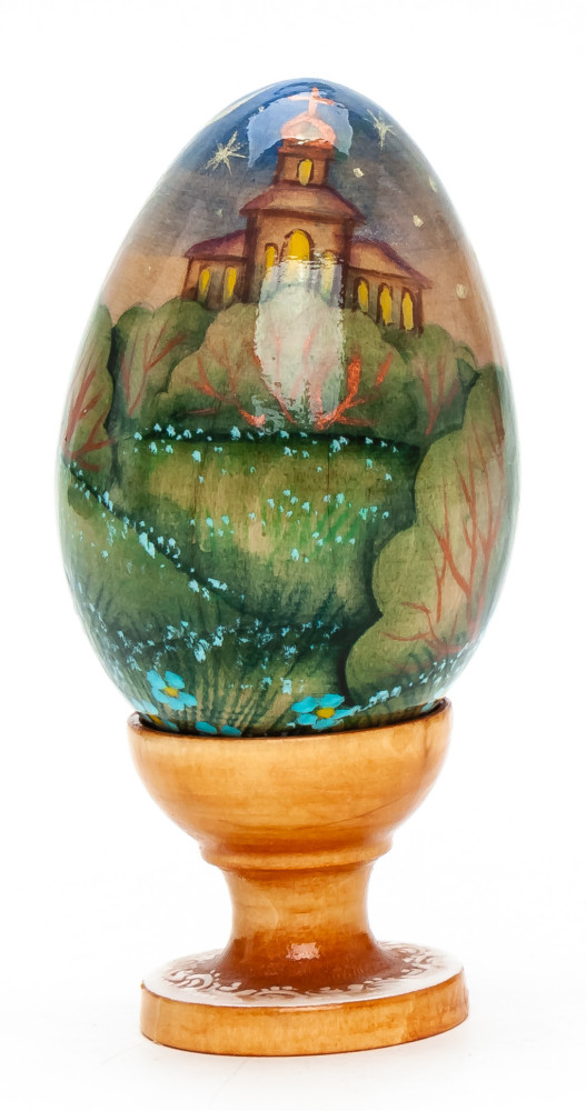 100mm Angel with a Violin handpainted wooden Egg with standby (by Andrey Christams Ornaments Studio)