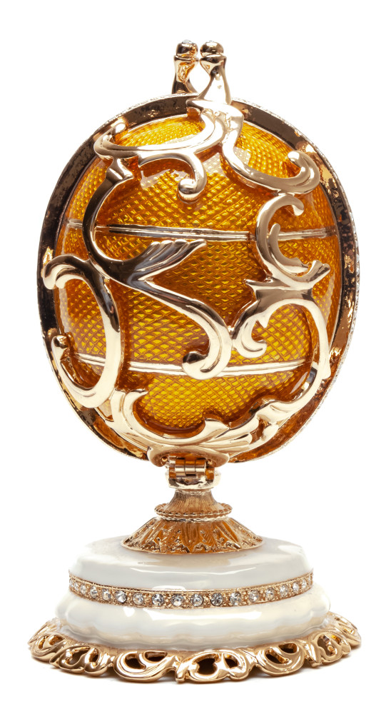 125 mm Ornamental Golden Medium Easter Egg with the Gift insude