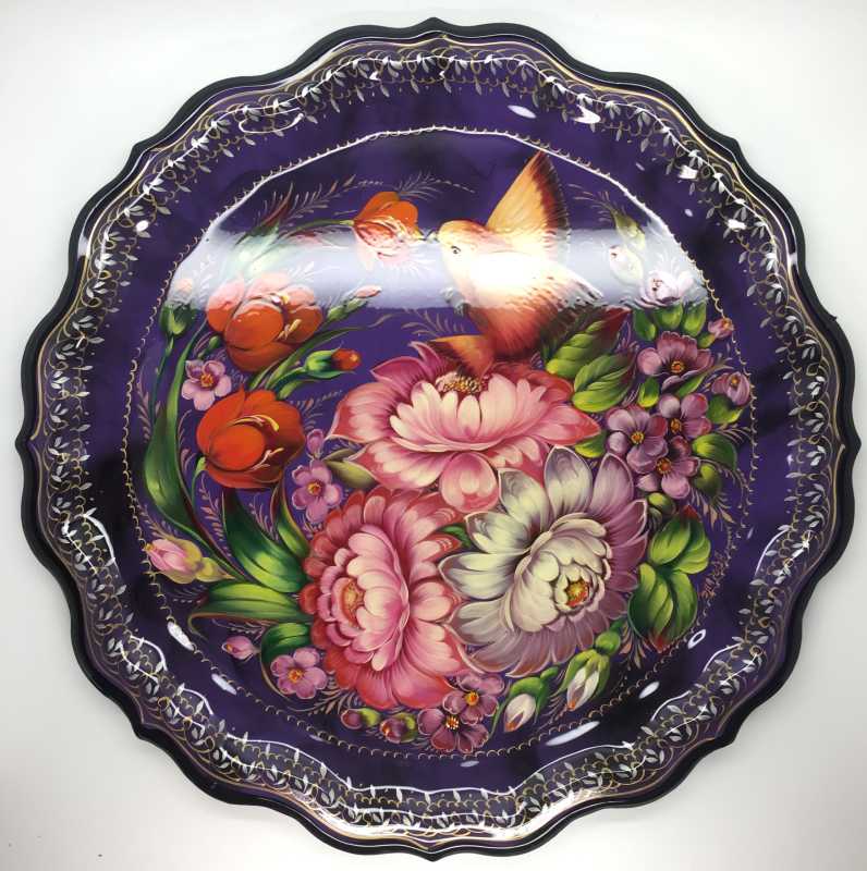Zhostovo Hand Painted Metal Tray