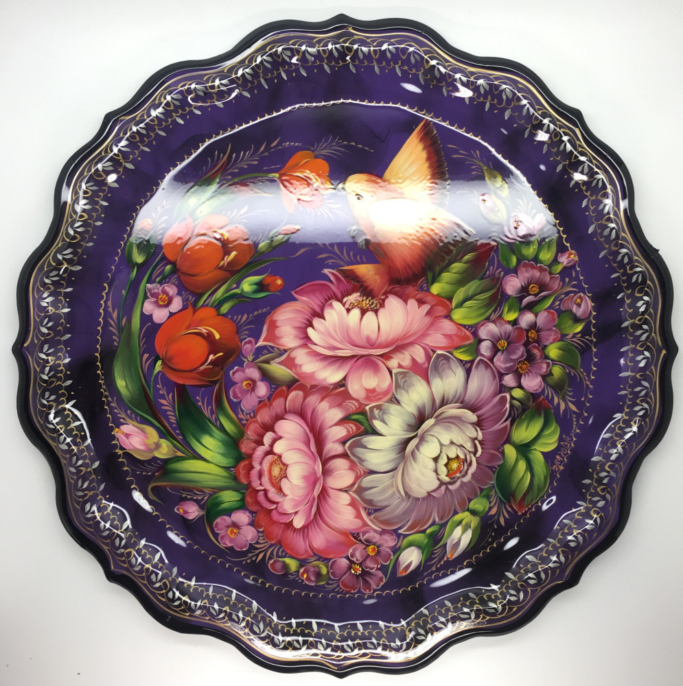 Zhostovo Hand Painted Metal Tray