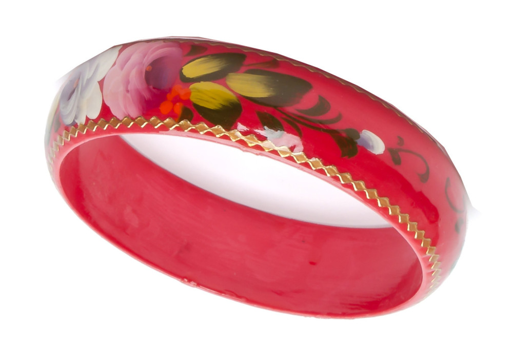 80x20 mm Zhostovo Hand Painted Bracelet (by Lada Workshop)