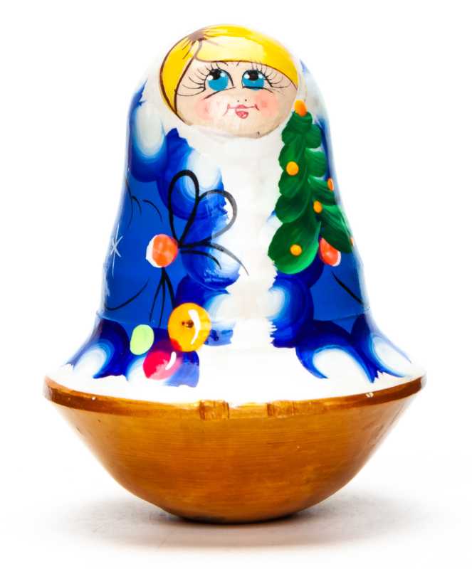 90mm Russian Doll with handpainted Flowers Roly-poly Toy