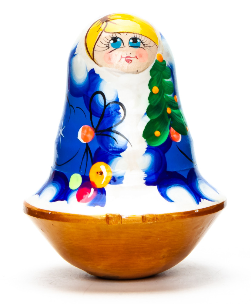 90mm Russian Doll with handpainted Flowers Roly-poly Toy