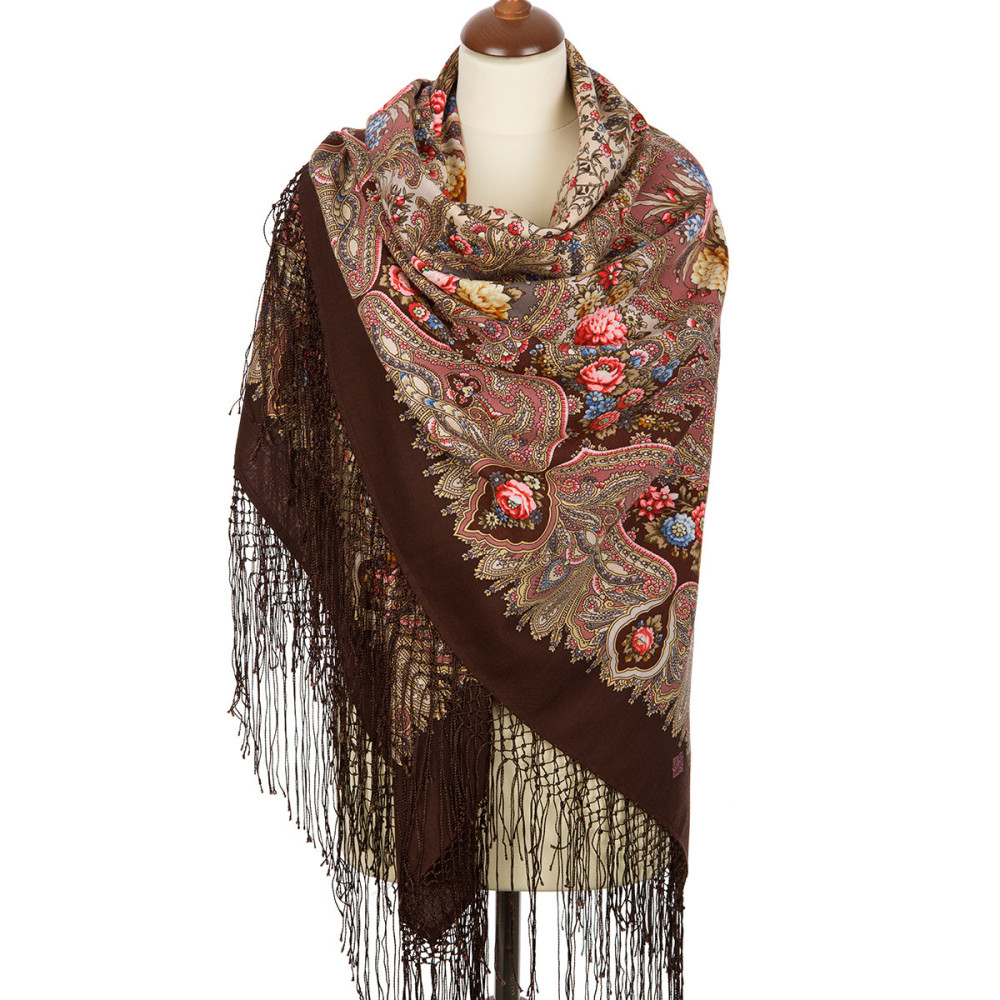 Shop Thick Woolen Fabric Shawls with Silk Fringe 148x148 cm Шаль «Миндаль» online at Skazka.site | Eligible for fast shipping and free returns. Шаль «Миндаль»