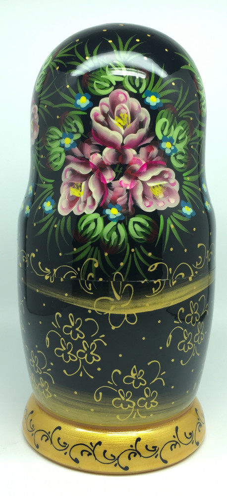 200 mm Summer Flowers hand painted Russian Matryoshka Doll 5 pcs (by Summer Shine)