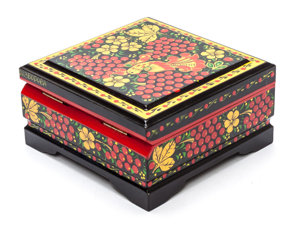 120x115 mm Khokhloma Painting Jewellery Wooden Box