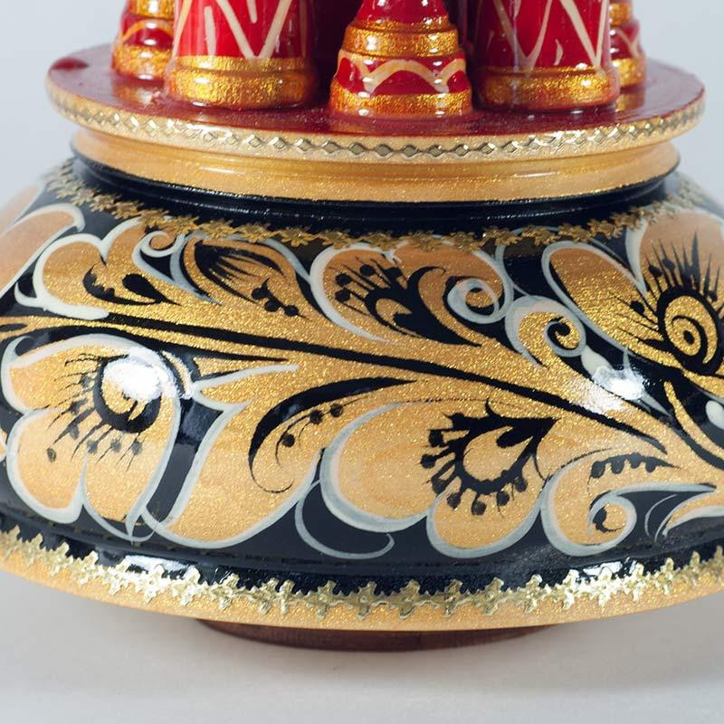 230 mm Saint Basil's Cathedral Khokhloma Art hand painted Wooden Music Box (by Nightingale Crafts)