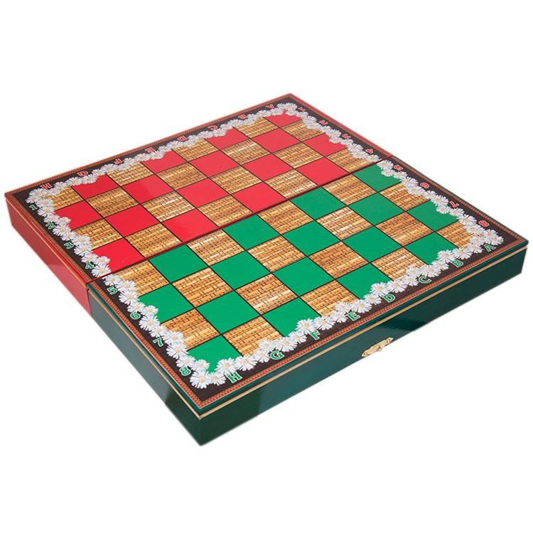 Wooden Chess Board with Matryoshka Hand Painted Chess Pieces