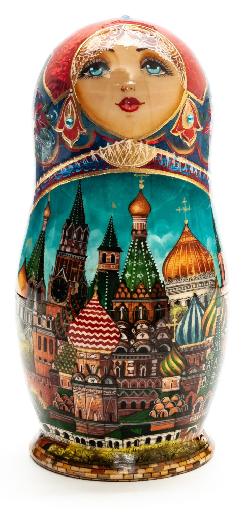 180mm Moscow Kremlin hand painted Matryoshka round Doll 5pcs (by Hamlet Studio)