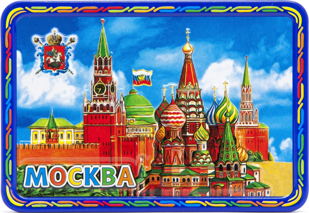 80x50 mm Moscow Kremlin metal Fridge Magnet (by AKM Gifts)
