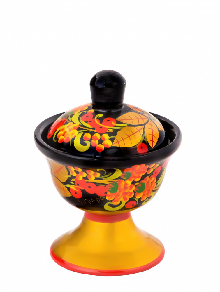 80x60 mm Khokhloma hand painted wooden Salt Cellar (by Golden Khokhloma)