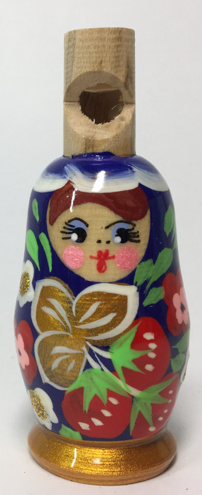 72 mm Russian Matryoshka hand painted Wooden Whistle (by Maya)