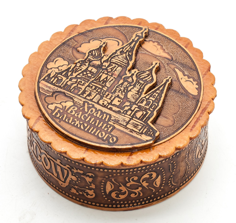  d 70 mm Saint Basil Cathedral hand made Birchbark Jewelry Box (by Maxim Birch)