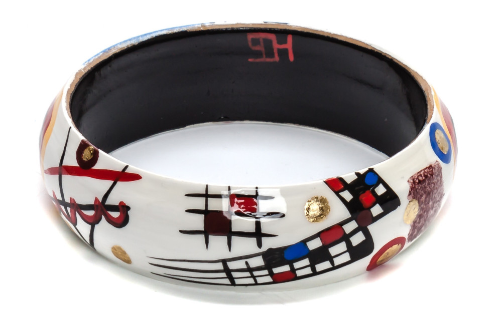 80x16 mm Transverse Line by Kandinsky hand painted on wooden Bracelet (by A Studio)