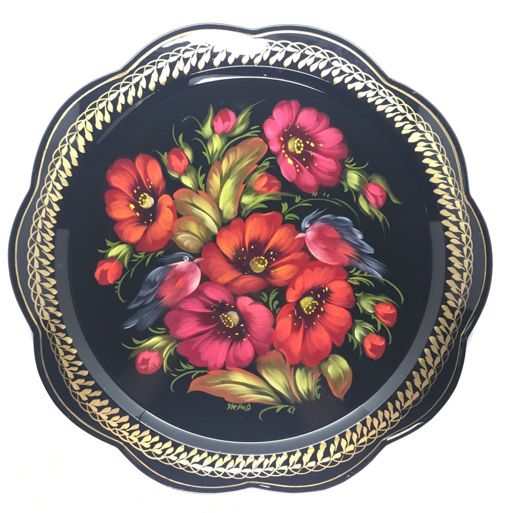 Zhostovo Hand Painted Metal Tray
