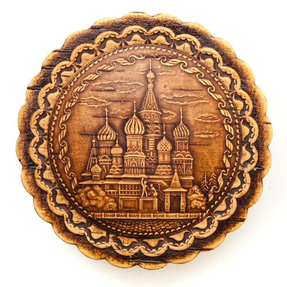  d 90 mm Saint Basil Cathedral hand made Birchbark Jewelry Box (by Maxim Birch)