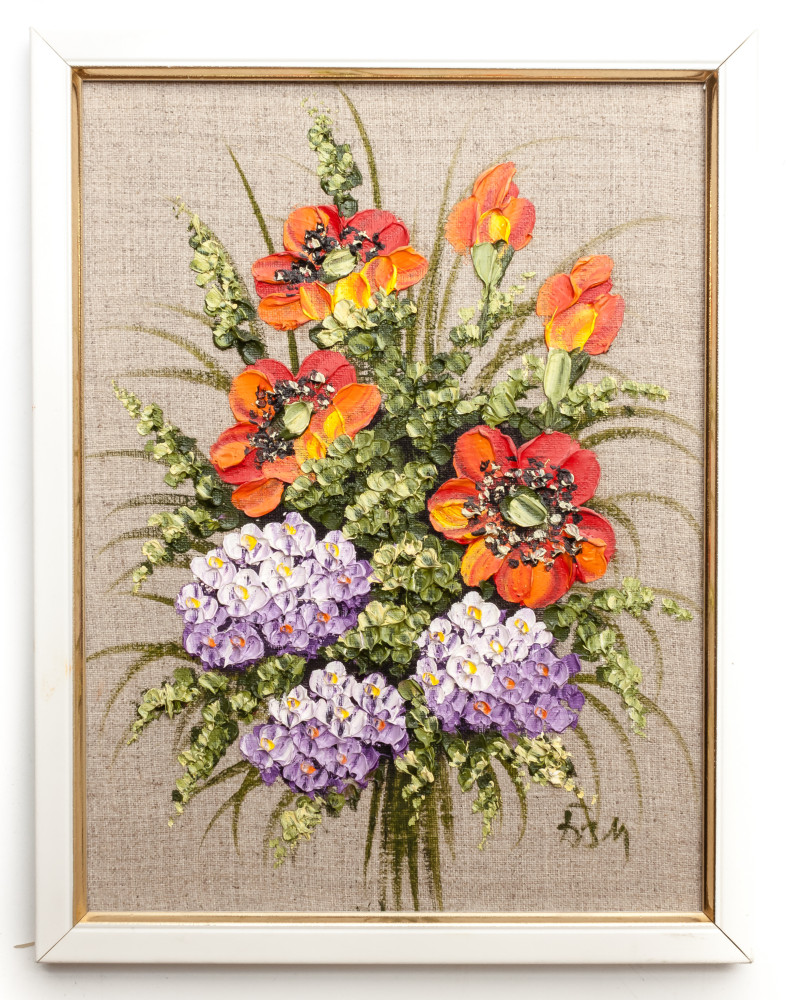 200x260 mm Bouquet of Flowers hand painted on Canvas painting (by Skazka)