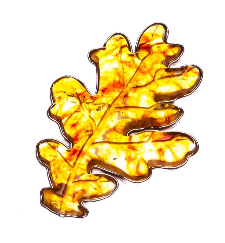 11 g Oak Leaf Baltic Amber Brooch