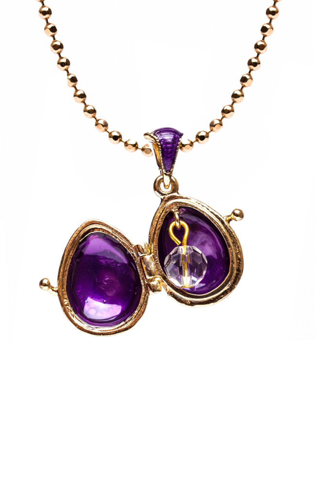 Flower Opening Violet and Yellow Egg Pendant