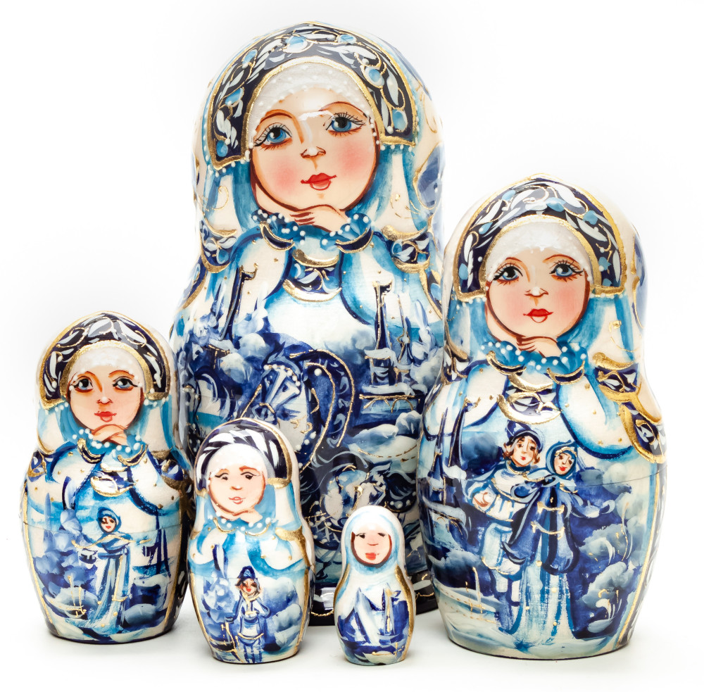 Shop Exclusive Nesting Dolls 130 mm Russian Troika hand painted Matryoshka round Doll 5pcs (by A Studio) online at Skazka.site | Eligible for fast shipping and free returns. 130 mm Russian Troika hand painted Matryoshka round Doll 5pcs (by A Studio)