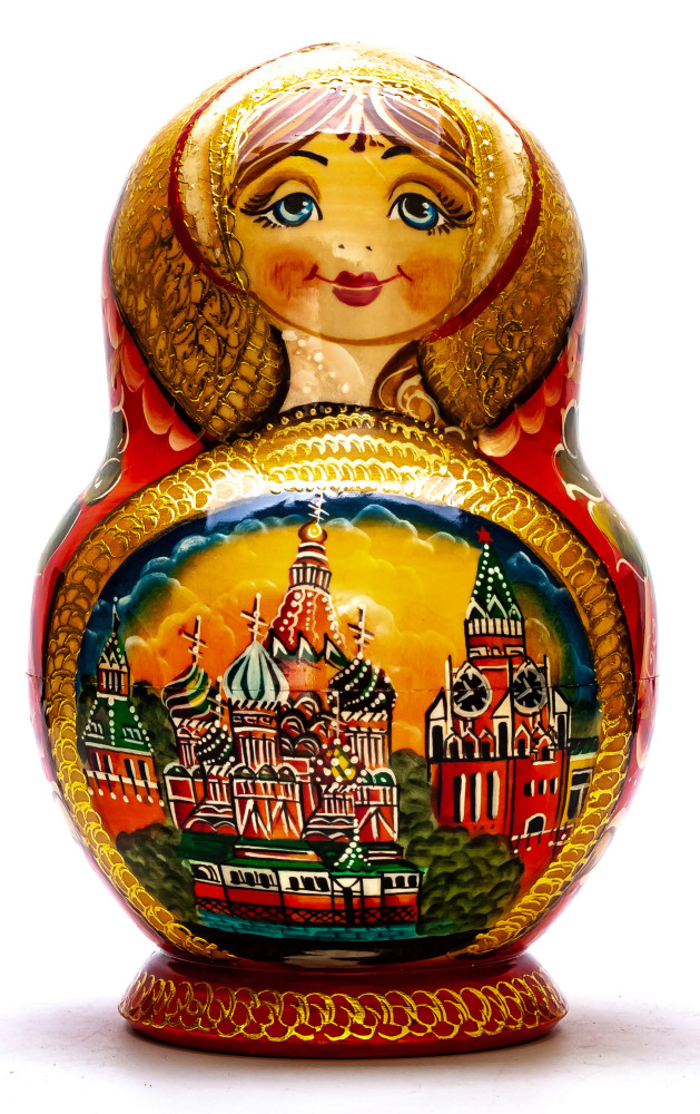 200 mm Moscow Cathedrals Hand painted Matryoshka doll 15 pcs inside round shape (by Valery Studio)