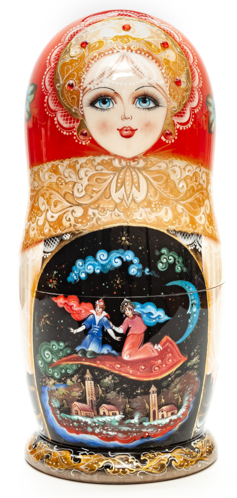 Shop Exclusive Nesting Dolls 240mm The Magic Flying Carpet hand painted Matryoshka round Doll 7pcs (by A Studio) online at Skazka.site | Eligible for fast shipping and free returns. 240mm The Magic Flying Carpet hand painted Matryoshka round Doll 7pcs (by A Studio)