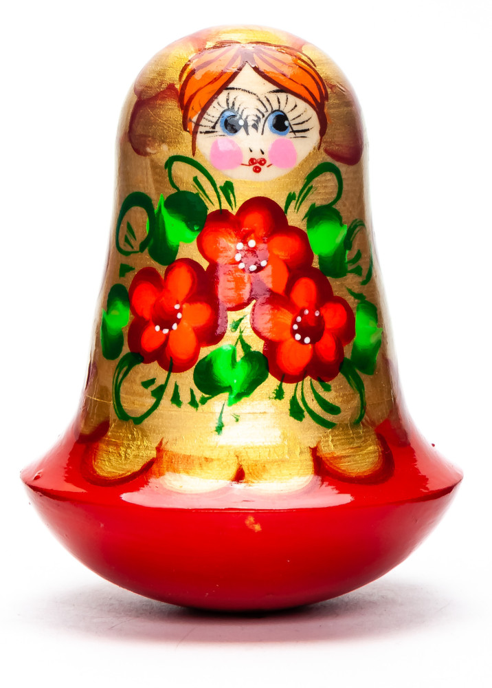 100mm Russian Doll with handpainted Flowers Roly-poly Toy