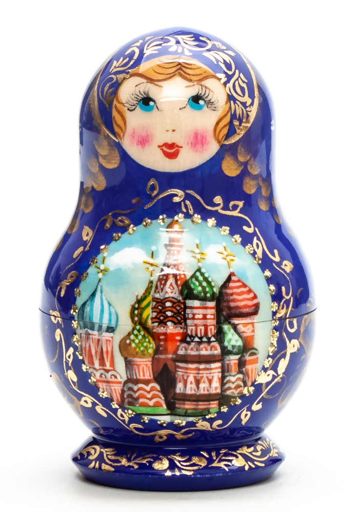88 mm Moscow Snt Basil Cathedral hand painted wooden Matryoshka doll 5 pcs (by A Studio)