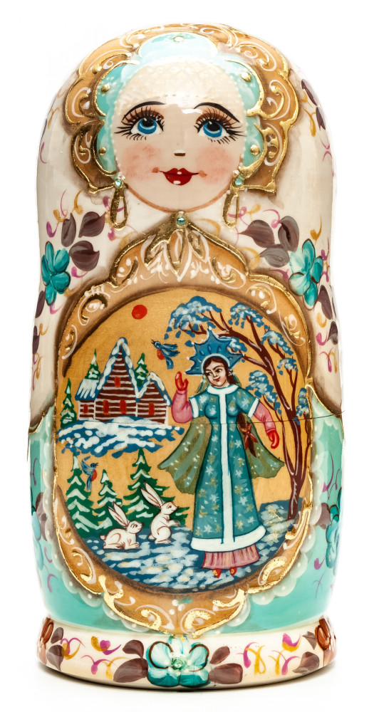 180 mm Summer Scent hand painted on Wooden Matryoshka doll 5 pcs (by A Studio)
