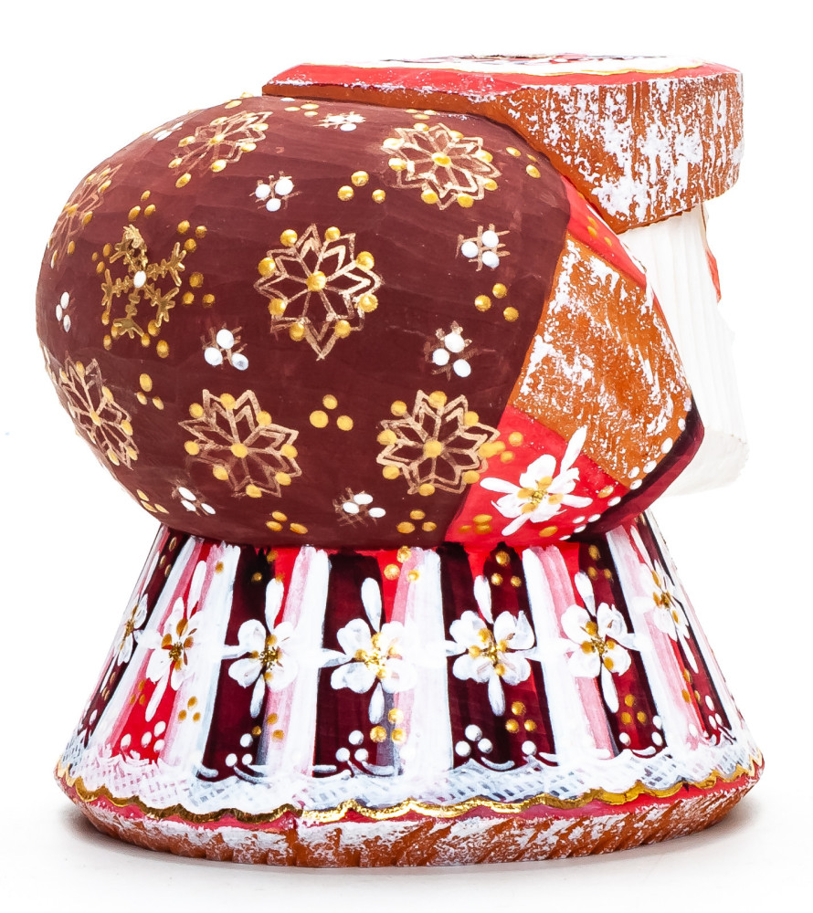 100 mm Santa with a Christmas Bag Carved Wood Hand Painted Collectible Figurine (by Sergey Workshop)