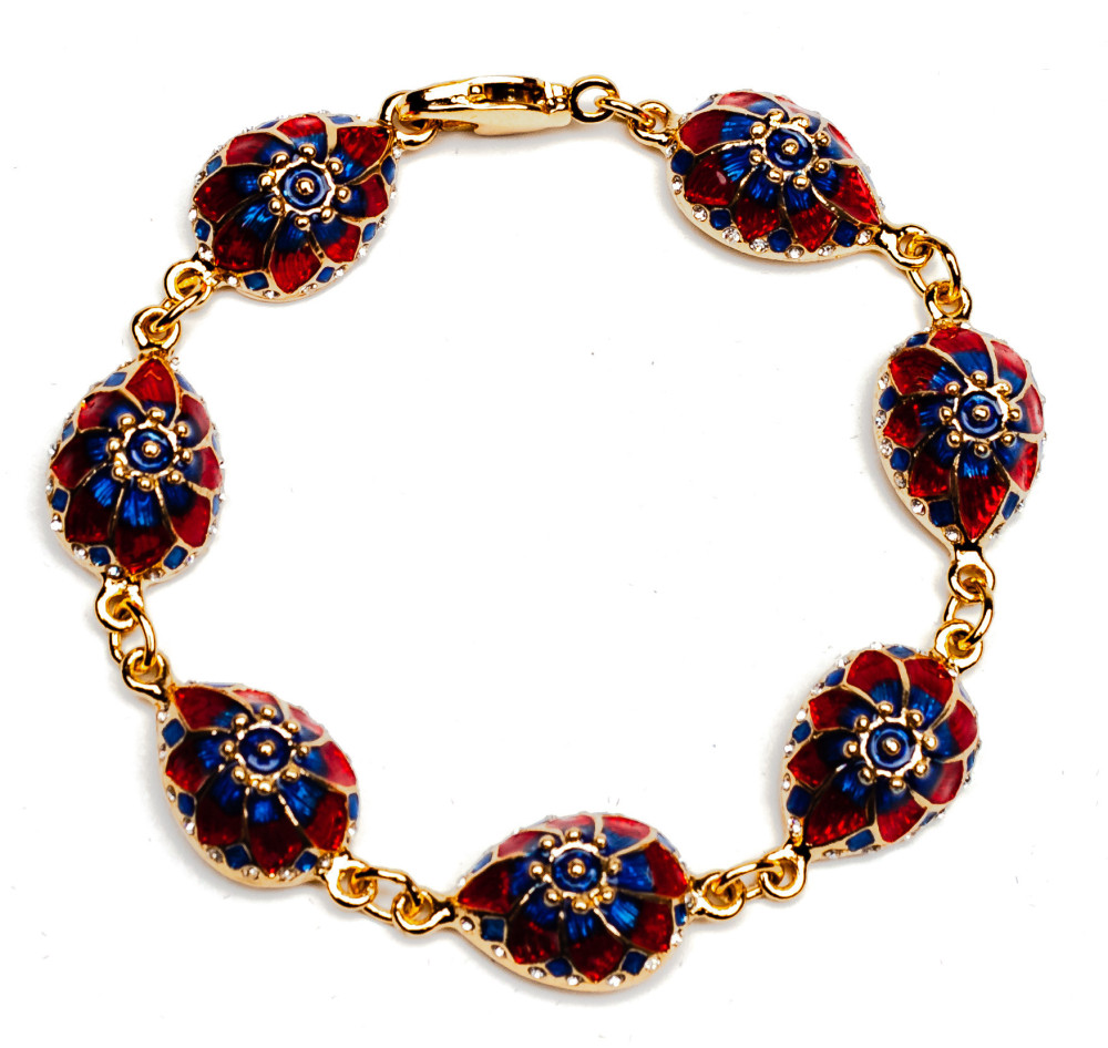 180 mm Flower Red and Blue Bracelet (by AKM Gifts)