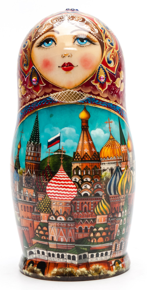 180 mm Moscow Saint Basil Cathedral hand painted Wooden Matryoshka doll 5 pcs (by A Studio)