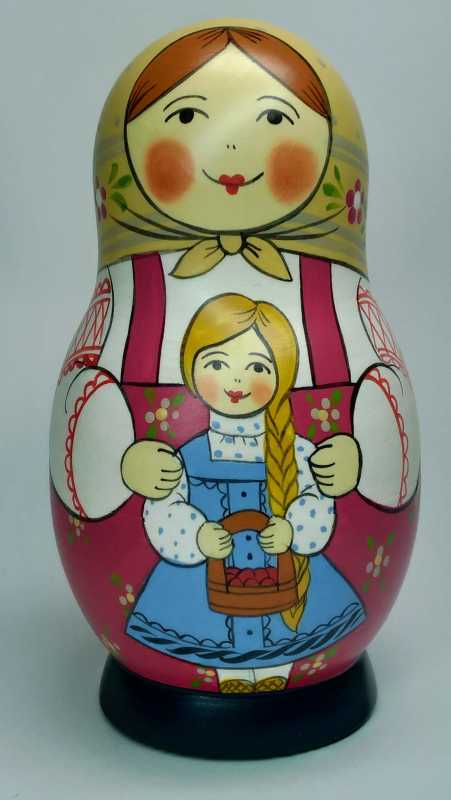 125 mm Mother with Daughter hand painted Traditional Russian Wooden Matryoshka doll 5 pcs (by Igor Malyutin)