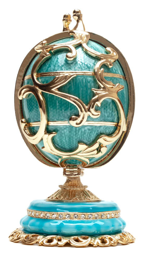 130 mm Double Ornament Blue Easter Egg with the Basket