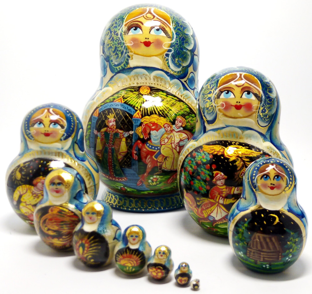 Shop Exclusive Nesting Dolls 170 mm Grey Wolf Fairytale handpainted Wooden Matryoshka Doll 10 pcs (by Valery Crafts) online at Skazka.site | Eligible for fast shipping and free returns. 170 mm Grey Wolf Fairytale handpainted Wooden Matryoshka Doll 10 pcs (by Valery Crafts)