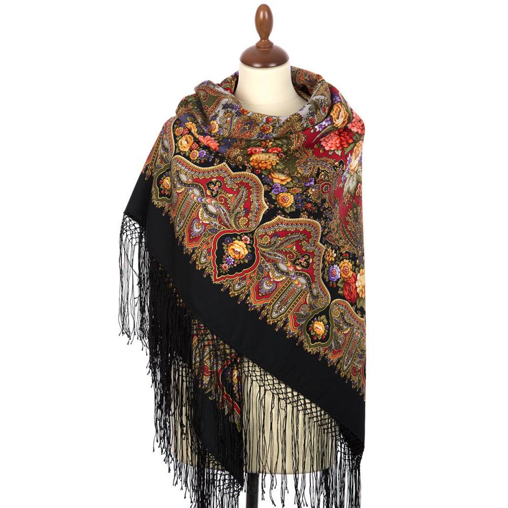 Shop Thick Woolen Fabric Shawls with Silk Fringe 148x148 cm Шаль «Миндаль» online at Skazka.site | Eligible for fast shipping and free returns. Шаль «Миндаль»