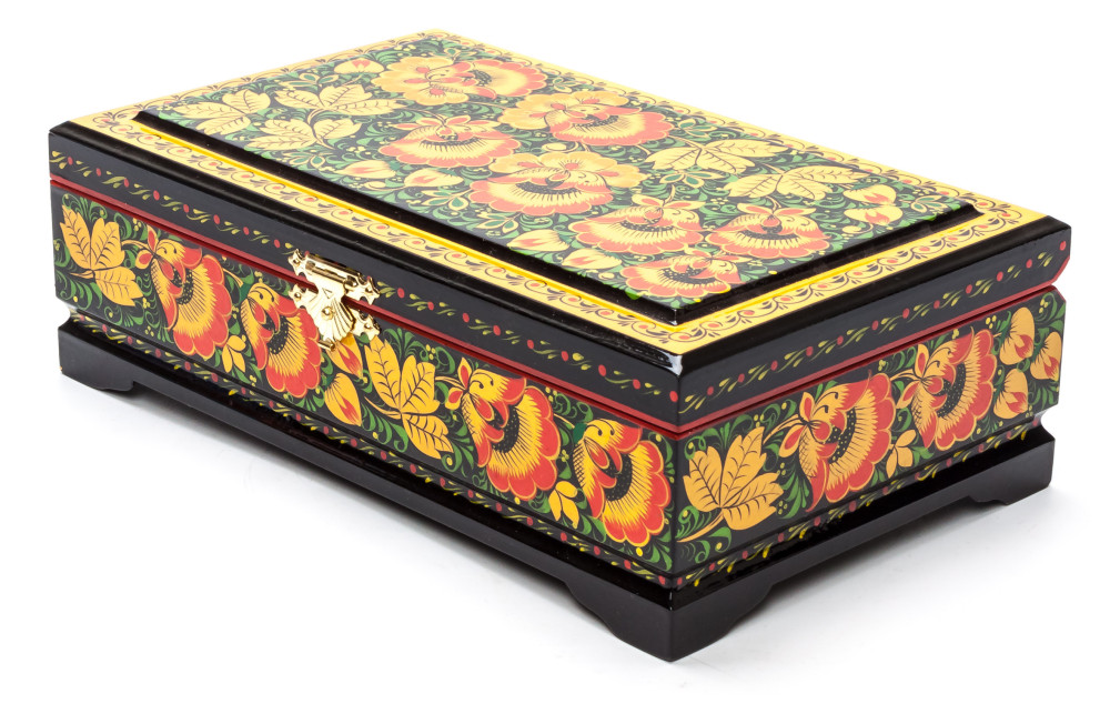 230x140 mm Khokhloma Painting Jewellery Wooden Box