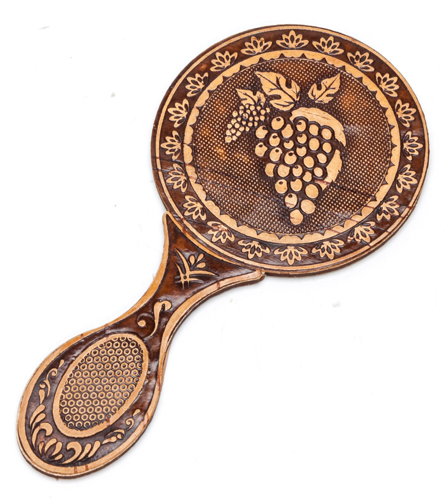 80x160 mm Grape hand made Birchbark Mirror (by Maxim Birch)