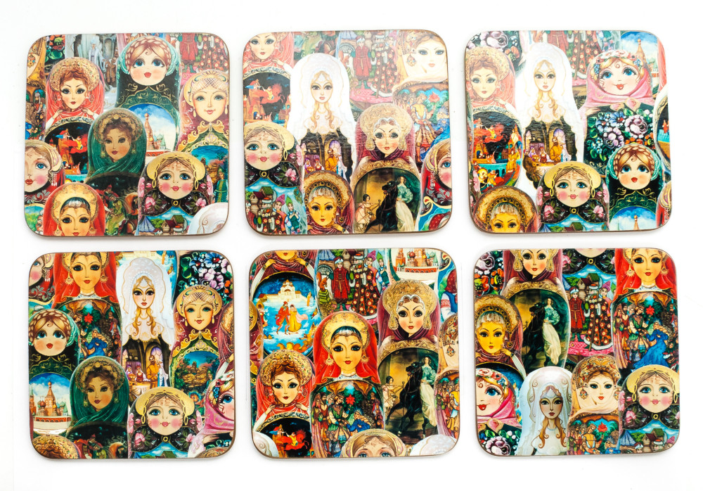 Coasters with Nesting Dolls