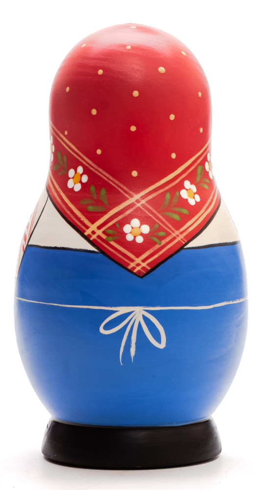 125 mm Mistress with Rooster hand painted Traditional Russian Wooden Matryoshka doll 5 pcs (by Igor Malyutin)