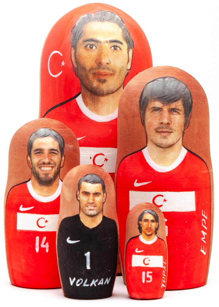  180mm Hamit Altintop from Spartak Moscow Hand Painted Matryoshka Doll 5 pcs (by Konstantin Studio)